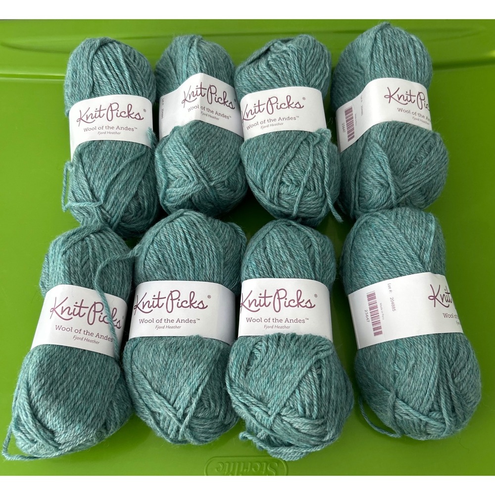 8 Skeins Knit Picks Wool of the Andes Worsted Fjord Heather Peruvian Wool Yarn